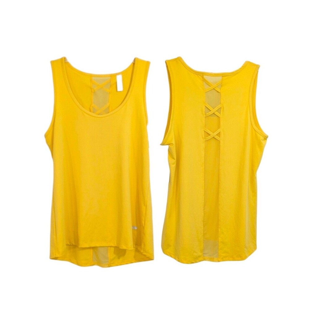 NEW Marika PowerTek Yellow Tank Top / Muscle Workout Shirt - Size Large Womens